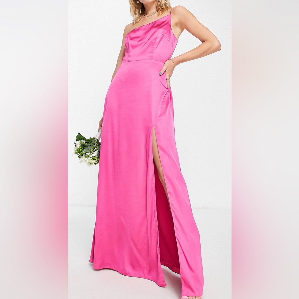 Pink one shoulder maxi dress
